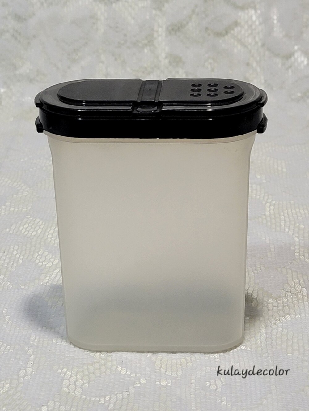 Vintage Tupperware Modular Mate Spice Container White Black Lid Kitchen Storage